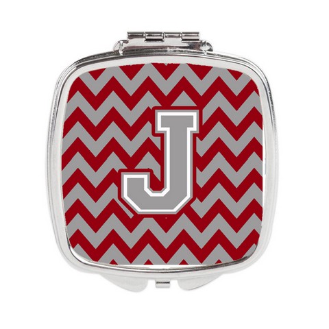 CJ1043-JSCM Letter J Chevron Crimson & Grey Compact Mirror