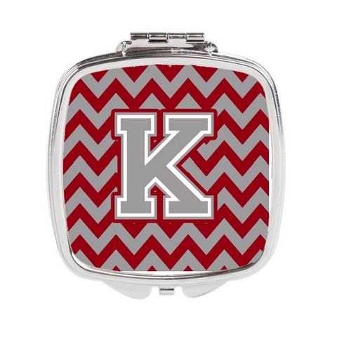 CJ1043-KSCM Letter K Chevron Crimson & Grey Compact Mirror