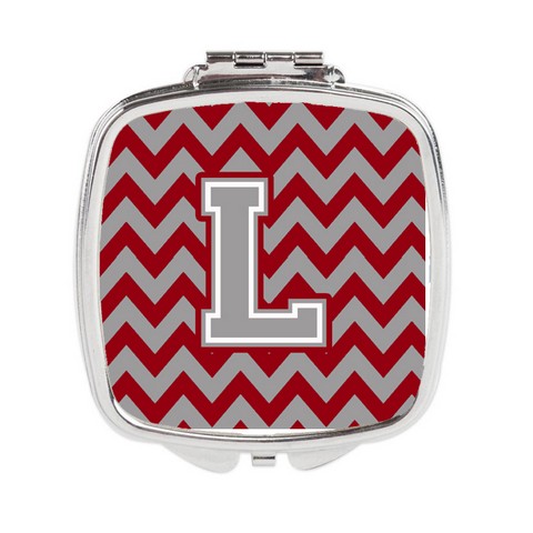 CJ1043-LSCM Letter L Chevron Crimson & Grey Compact Mirror