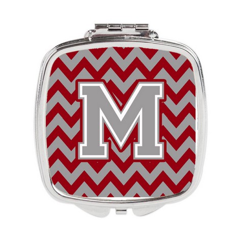 CJ1043-MSCM Letter M Chevron Crimson & Grey Compact Mirror