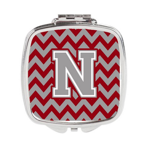 CJ1043-NSCM Letter N Chevron Crimson & Grey Compact Mirror