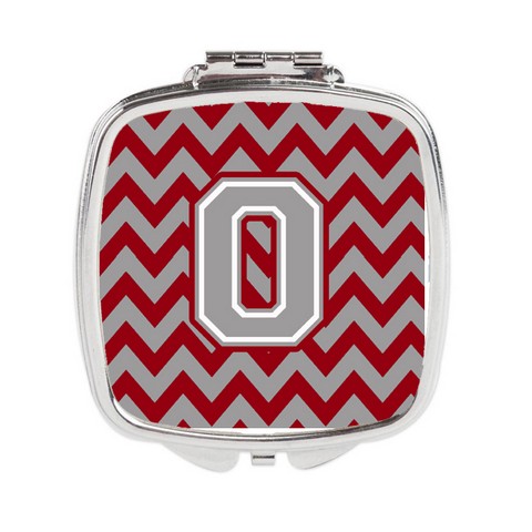 CJ1043-OSCM Letter O Chevron Crimson & Grey Compact Mirror