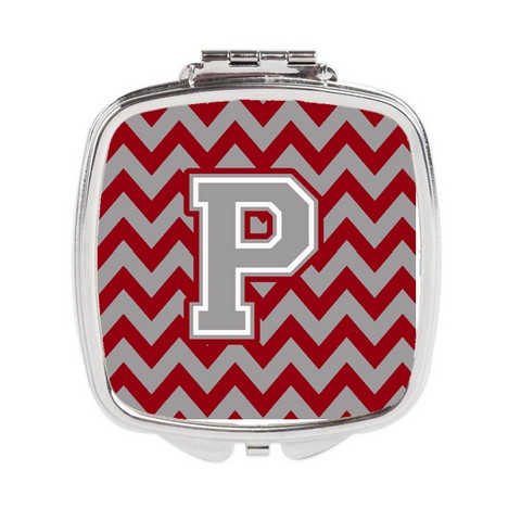 CJ1043-PSCM Letter P Chevron Crimson & Grey Compact Mirror
