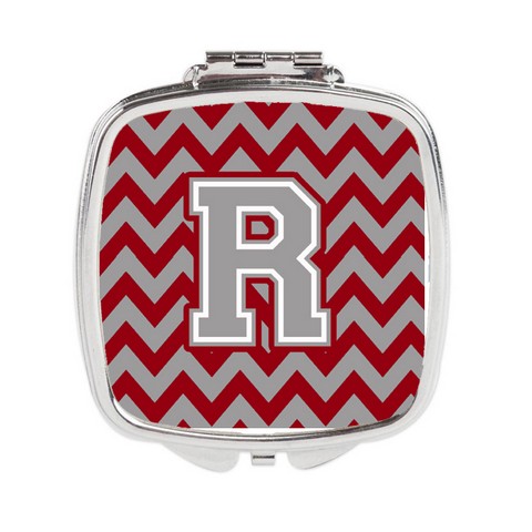 CJ1043-RSCM Letter R Chevron Crimson & Grey Compact Mirror