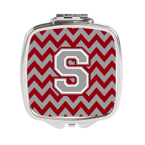 CJ1043-SSCM Letter S Chevron Crimson & Grey Compact Mirror