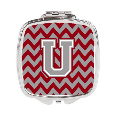 CJ1043-USCM Letter U Chevron Crimson & Grey Compact Mirror
