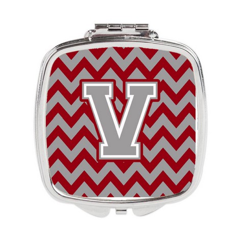 CJ1043-VSCM Letter V Chevron Crimson & Grey Compact Mirror