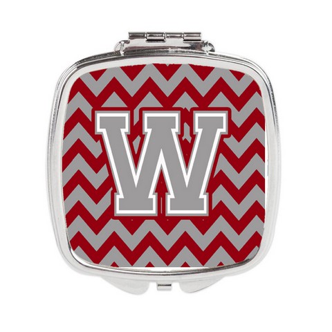 CJ1043-WSCM Letter W Chevron Crimson & Grey Compact Mirror