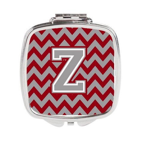 CJ1043-ZSCM Letter Z Chevron Crimson & Grey Compact Mirror