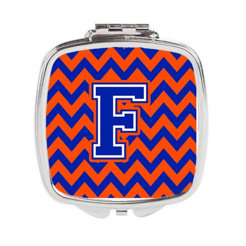 Letter F Chevron Orange & Blue Compact Mirror - 3 x 0.3 x 2.75 in.