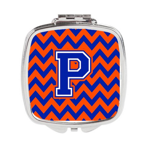 Letter P Chevron Orange & Blue Compact Mirror - 3 x 0.3 x 2.75 in.