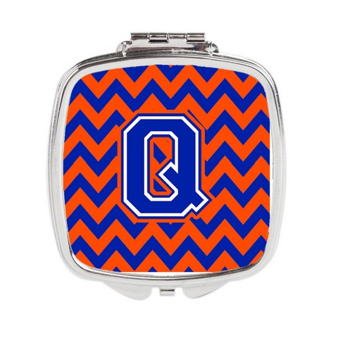 Letter Q Chevron Orange & Blue Compact Mirror - 3 x 0.3 x 2.75 in.