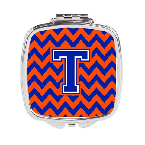 Letter T Chevron Orange & Blue Compact Mirror - 3 x 0.3 x 2.75 in.