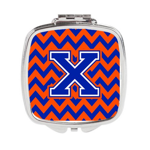 Letter X Chevron Orange & Blue Compact Mirror