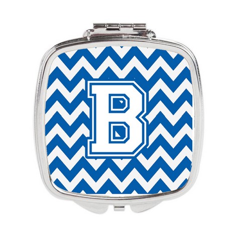 Letter B Chevron Blue & White Compact Mirror - 3 x 0.3 x 2.75 in.