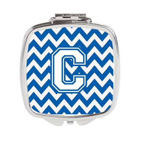 Letter C Chevron Blue & White Compact Mirror - 3 x 0.3 x 2.75 in.