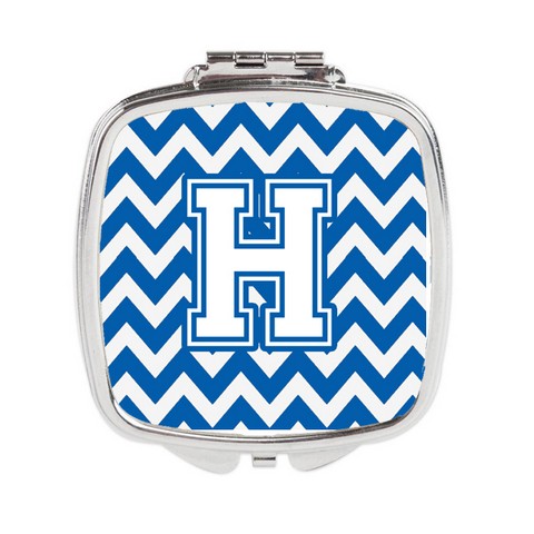 CJ1045-HSCM Letter H Chevron Blue & White Compact Mirror, 3 x 0.3 x 2.75 in.