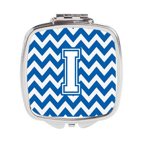 CJ1045-ISCM Letter I Chevron Blue & White Compact Mirror, 3 x 0.3 x 2.75 in.