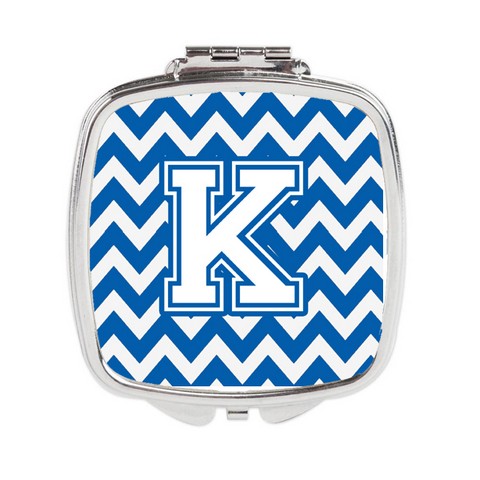 Letter K Chevron Blue & White Compact Mirror - 3 x 0.3 x 2.75 in.