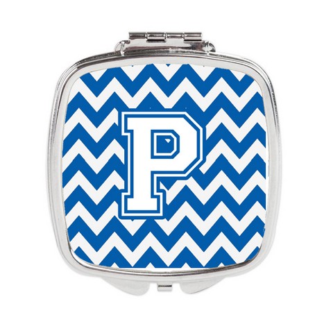 Letter P Chevron Blue & White Compact Mirror