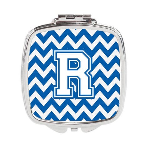 CJ1045-RSCM Letter R Chevron Blue & White Compact Mirror, 3 x 0.3 x 2.75 in.
