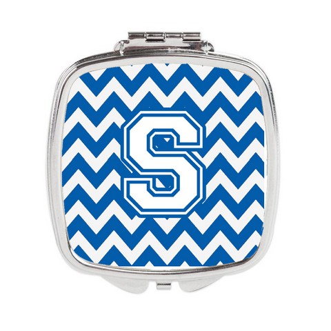 CJ1045-SSCM Letter S Chevron Blue & White Compact Mirror, 3 x 0.3 x 2.75 in.