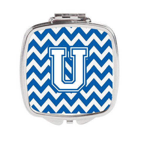 Letter U Chevron Blue & White Compact Mirror - 3 x 0.3 x 2.75 in.