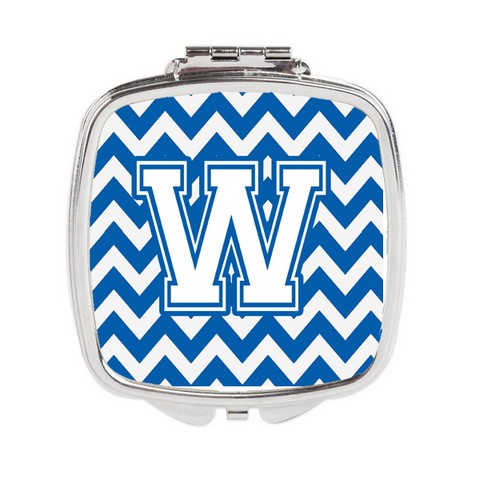 Letter W Chevron Blue & White Compact Mirror