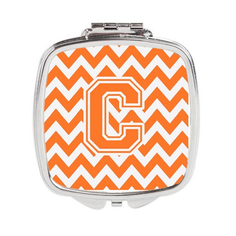 CJ1046-CSCM Letter C Chevron Orange & White Compact Mirror
