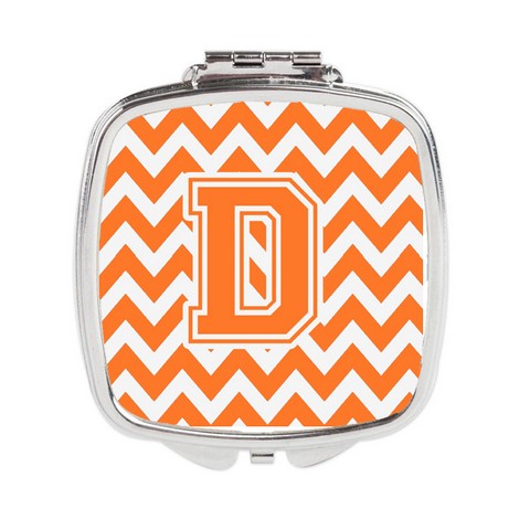CJ1046-DSCM Letter D Chevron Orange & White Compact Mirror