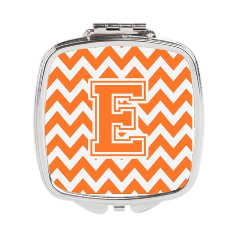 CJ1046-ESCM Letter E Chevron Orange & White Compact Mirror