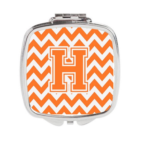 CJ1046-HSCM Letter H Chevron Orange & White Compact Mirror