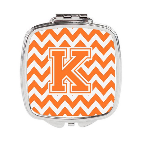 Letter K Chevron Orange & White Compact Mirror - Orange & White