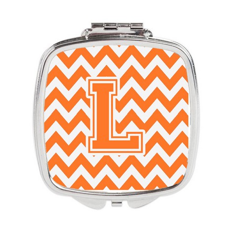CJ1046-LSCM Letter L Chevron Orange & White Compact Mirror