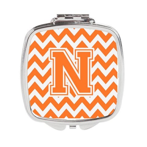 Letter N Chevron Orange & White Compact Mirror - Orange & White