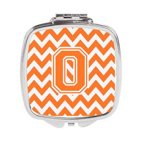 CJ1046-OSCM Letter O Chevron Orange & White Compact Mirror