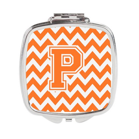 CJ1046-PSCM Letter P Chevron Orange & White Compact Mirror