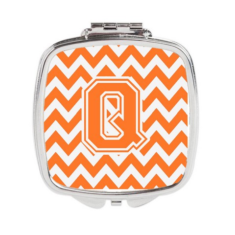 CJ1046-QSCM Letter Q Chevron Orange & White Compact Mirror