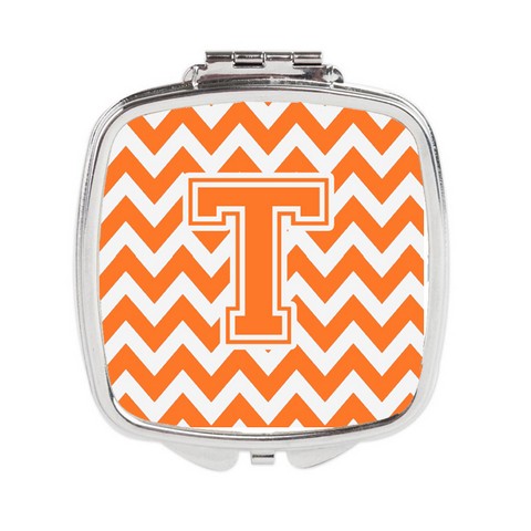 CJ1046-TSCM Letter T Chevron Orange & White Compact Mirror
