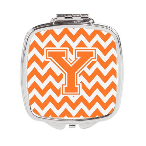 CJ1046-YSCM Letter Y Chevron Orange & White Compact Mirror