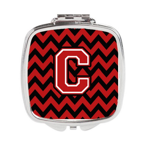 CJ1047-CSCM Letter C Chevron Black & Red Compact Mirror