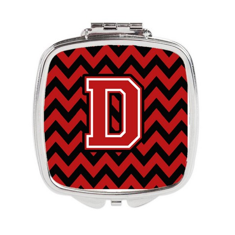 CJ1047-DSCM Letter D Chevron Black & Red Compact Mirror