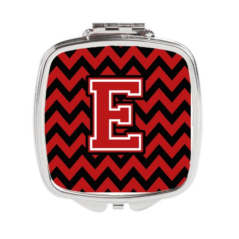 CJ1047-ESCM Letter E Chevron Black & Red Compact Mirror