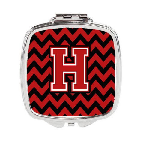 CJ1047-HSCM Letter H Chevron Black & Red Compact Mirror