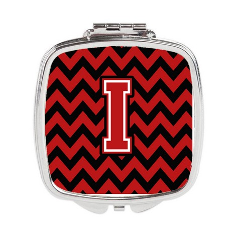 CJ1047-ISCM Letter I Chevron Black & Red Compact Mirror