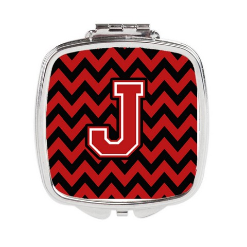 CJ1047-JSCM Letter J Chevron Black & Red Compact Mirror
