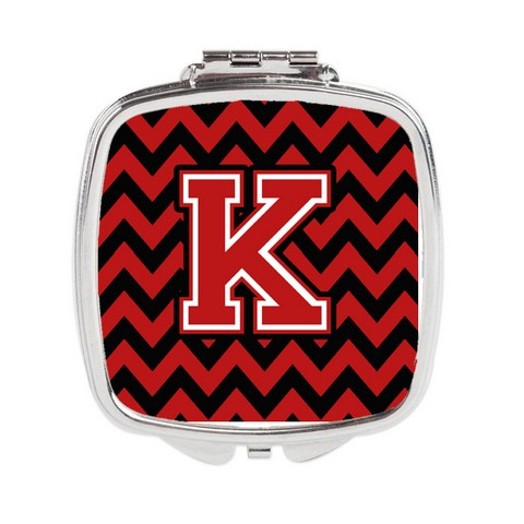 Letter K Chevron Black & Red Compact Mirror - Black & Red