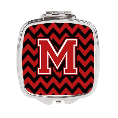 CJ1047-MSCM Letter M Chevron Black & Red Compact Mirror