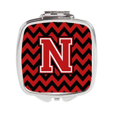 CJ1047-NSCM Letter N Chevron Black & Red Compact Mirror
