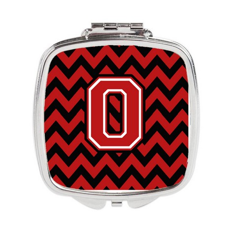 CJ1047-OSCM Letter O Chevron Black & Red Compact Mirror